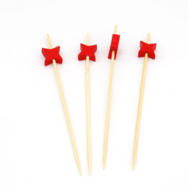 12cm Bamboo cocktail picks with star shape