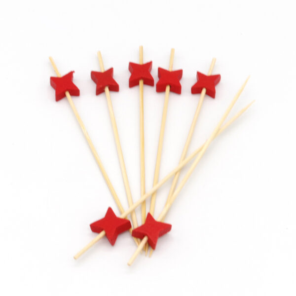 12cm Bamboo cocktail picks with star shape