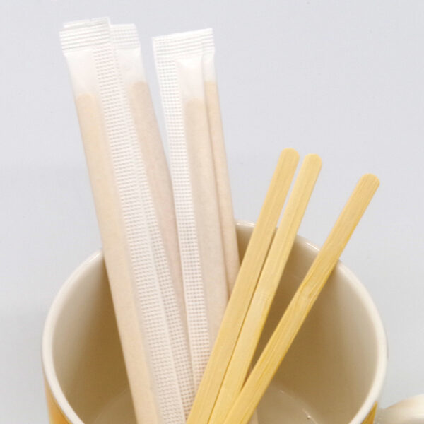 140mm Eco-Friendly Bamboo Coffee Stirrers With Paper Wrapped