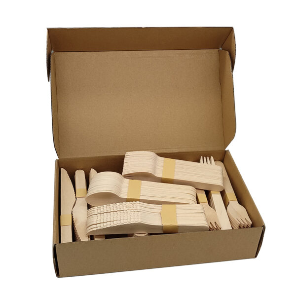 300pcs wooden cutlery set