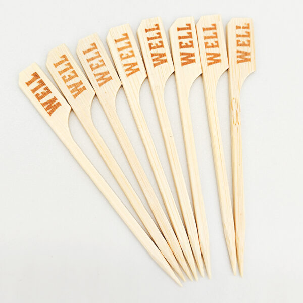 Compostable 9cm Bamboo WELL Food Pick