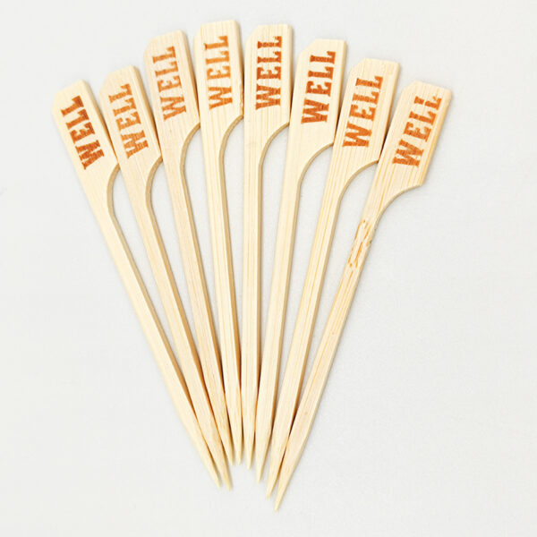 Compostable 9cm Bamboo WELL Food Pick