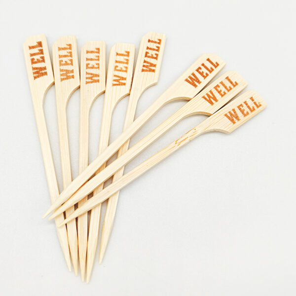 Compostable 9cm Bamboo WELL Food Pick