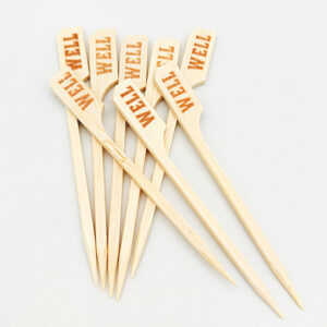 Compostable 9cm Bamboo WELL Food Pick