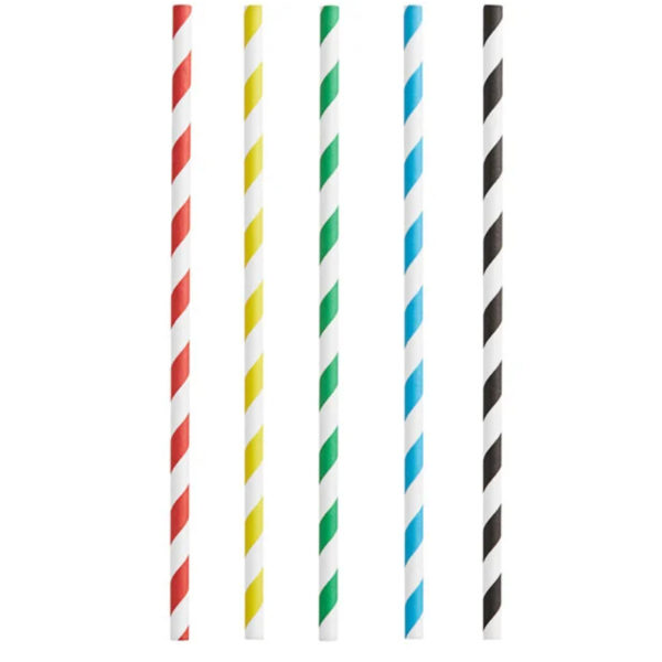 Assorted Stripe Jumbo Unwrapped Paper Straw