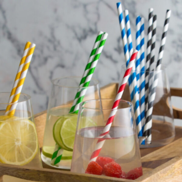 Assorted Stripe Jumbo Unwrapped Paper Straw