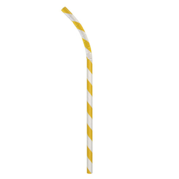 jumbo yellow / white striped unwrapped Eco-Flex paper straw