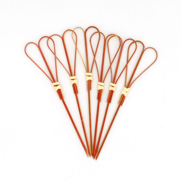 Compostable Red Bamboo Heart Food Pick / Skewer