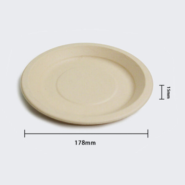 Bagasse Round Dinner Plate 7 In