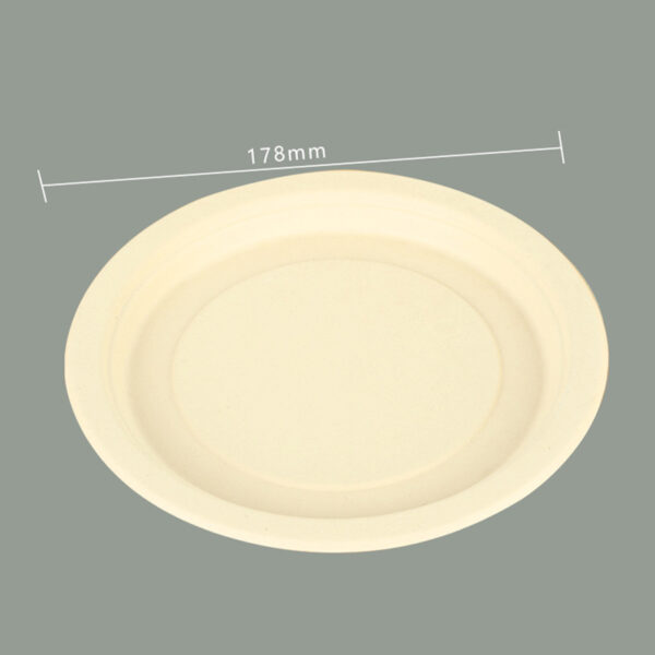 Bagasse Round Dinner Plate 7 In