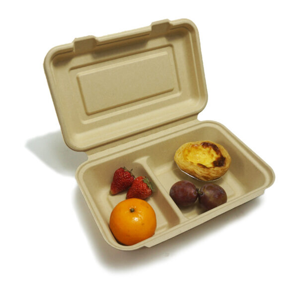 Natural Bagasse Blend 2 Compartment Take-Out Container