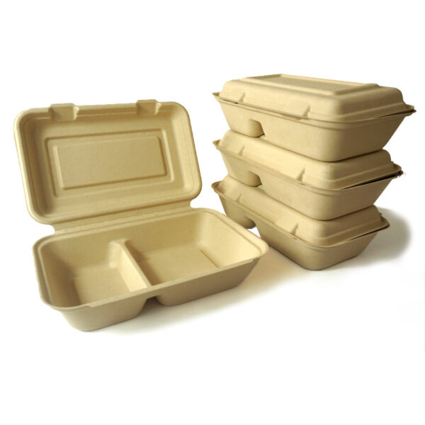 Natural Bagasse Blend 2 Compartment Take-Out Container