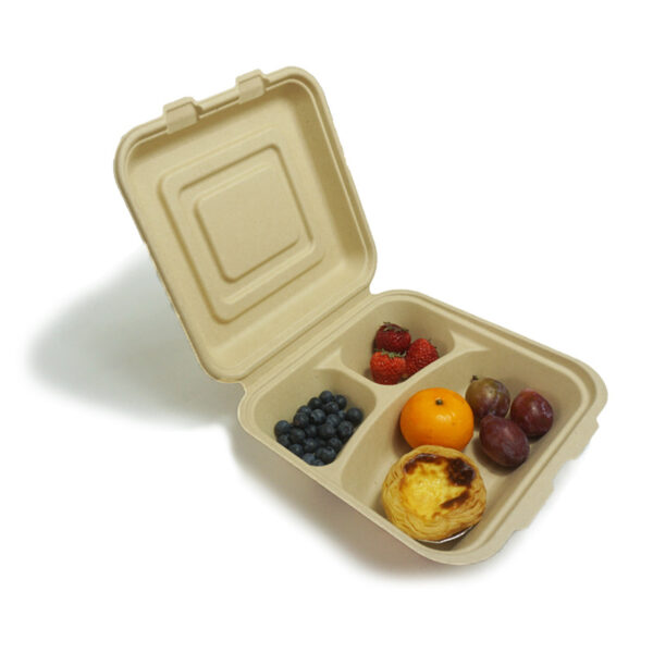 Natural Bagasse Blend 3 Compartment Take-Out Container