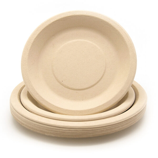 Natural Sugarcane Bagasse Round Dinner Plate 6 In