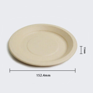 Natural Sugarcane Bagasse Round Dinner Plate 6 In